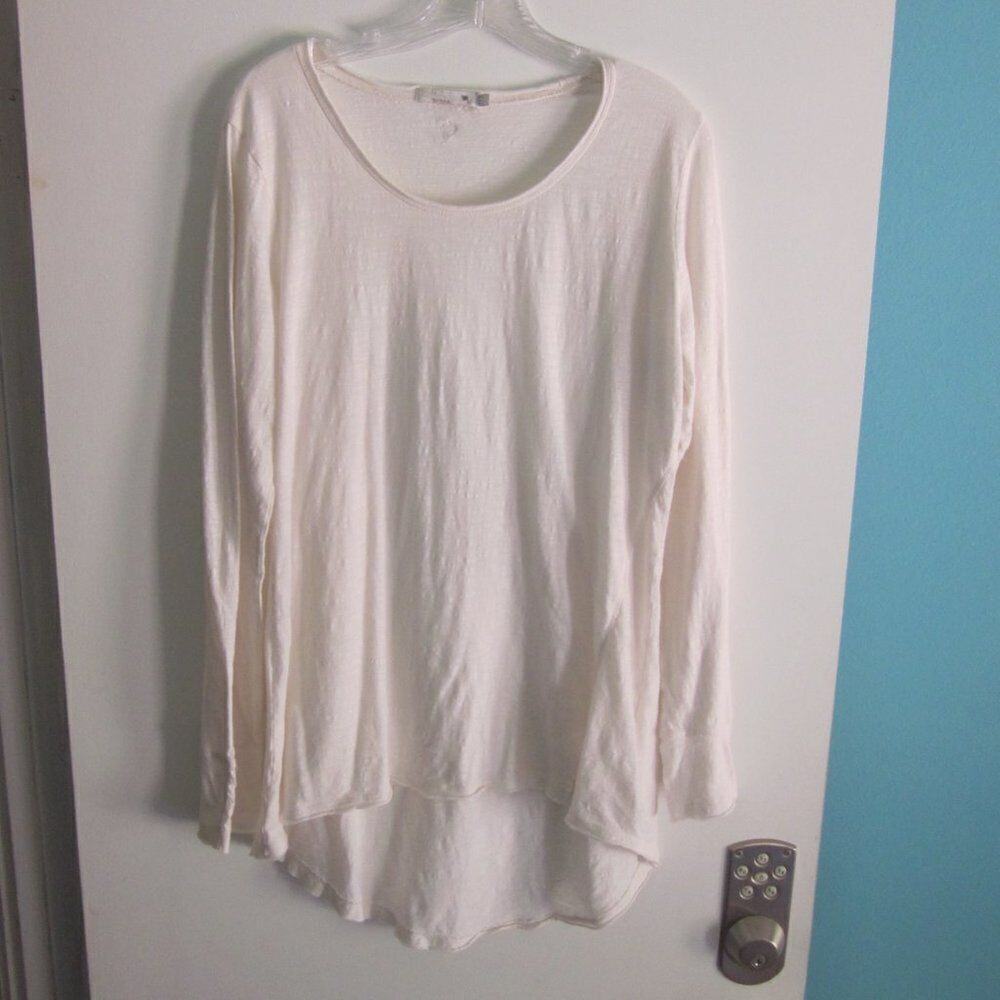 Prana Womens Tee Size M Lightweight Long Sleeve Off White Cotton  Top 40" B